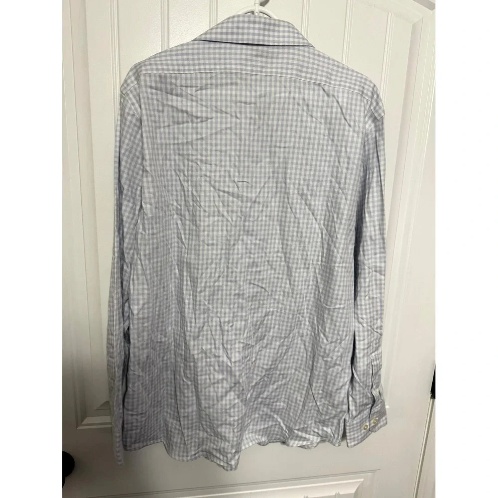 Banana Republic Button Down Mens Large Blue Gingham Slim Fit Wrinkle Resistant